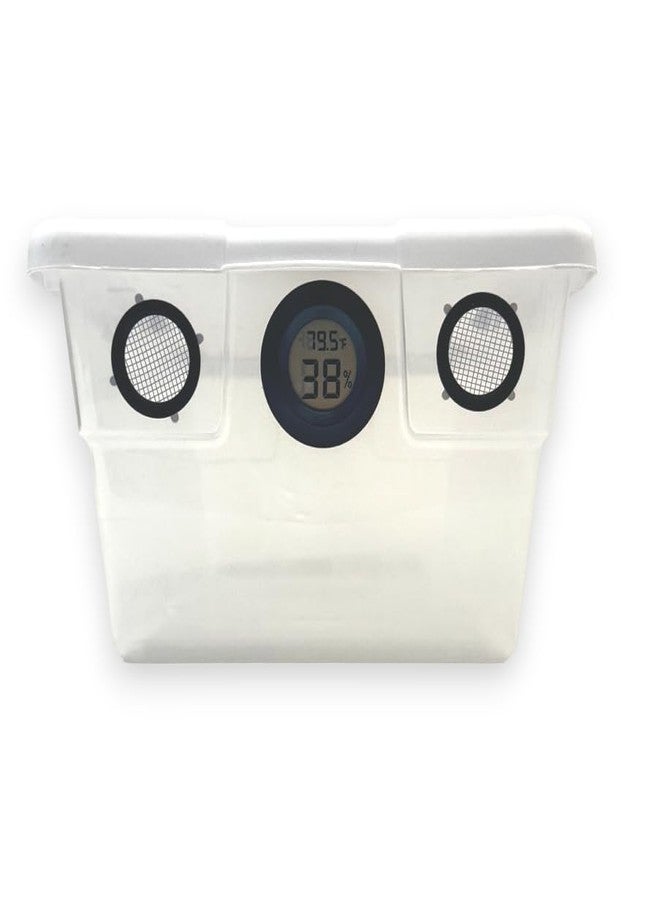 Bugzy Bugs Vented Vivarium Enclosure 6 Quart Terrarium with Black Vents, Temperature & Humidity Sensor for Reptiles, Isopods, Small Bugs - Image 1